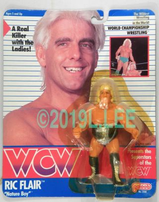 Galoob Toys Wcw Ric Flair Nature Boy Wrestling Blue Trunks Moc Us Card