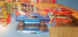 Hot Wheels Redline Blue Custom Mustang Brown Int Us Base