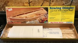 Midwest Products Rowing Dinghy Skiff Boat Wood Display Model Kit Open Box