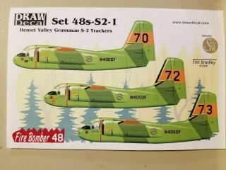 Draw Decal 1/48 Grumman S - 2 Tracker Hemet Valley Fire Bombers For Kinetic