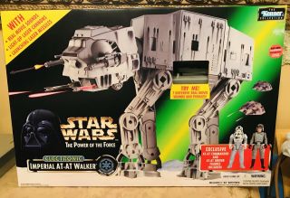 Bnib Star Wars Power Of The Force Electronic Imperial At - At Walker 1997