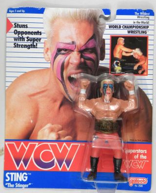 Galoob Toys Wcw Sting The Stinger Wrestling Pink Trunks Moc Rare Uk Exclusive