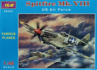 Icm 1:48 Spitfire Mk.  Viii Us Air Force Plastic Aircraft Model Kit 48065u