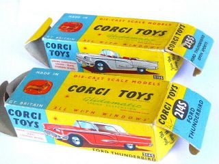 2 Intact Corgi Thunderbird Empty Boxes - For The 214s And 215s Versions