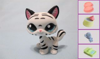Littlest Pet Shop Cat Kitty Tiger Black And White 1498 Accessory Authentic