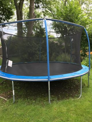 Bounce Pro 14 Ft Trampoline With Steelflex Enclosure/ Safety Net Jump Mat