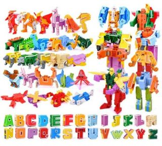 26 English Letters Transformer Alphabet Animal Educational Building Blocks Toys