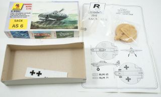 Rs Models 1/72 Resin Sack As6 German Experimental Disc Aircraft Kit Mib