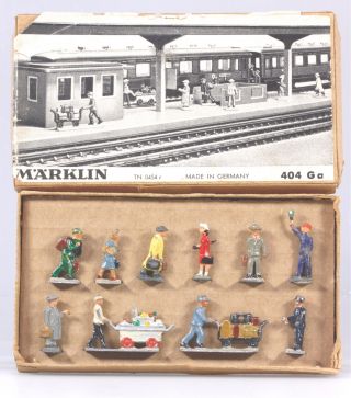 Märklin Ho 404ga (201) Railroad Figure Set Vg/bx 1949 To 1970