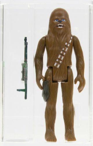 Star Wars 1977 Vintage Kenner Chewbacca Green Bowcaster (hk) Loose Figure Afa 85