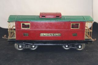 Lionel Prewar No.  217 Red And Green Caboose Model Railway Train Standard Gauge