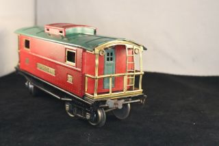 Lionel Prewar No.  217 Red and Green Caboose Model Railway Train Standard Gauge 4