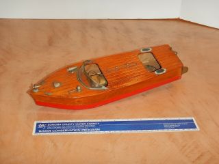 Rare Vintage,  Tmy Japan Battery Operated Wood Toy Pond Boat