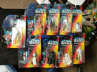 9 Different 1995 Kenner Star Wars Power Of The Force Orange Action Figures