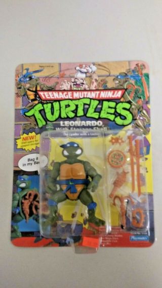 Wy0147 1991 Teenage Mutant Ninja Turtles Leonardo With Storage Shell Asst.  No.