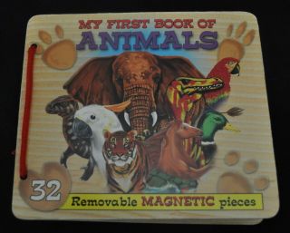Melissa & Doug Wooden Magnetic Animal Puzzle Book 16 Magnets On 3 Wooden Boards
