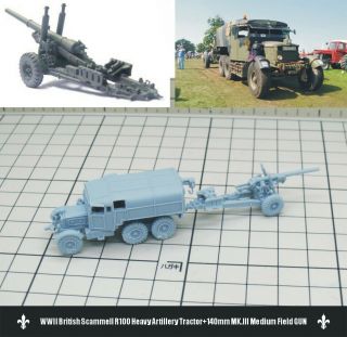 1/144 Resin Kits Wwii British Scammell R100 Heavy Artillery Tractor,  140mm Gun