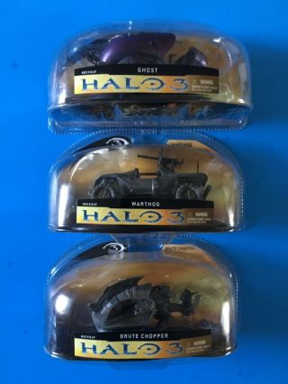 Full Set Halo 3 Brute Chopper Ghost Warthog Vehicles Series 1 Mcfarlane Bnib