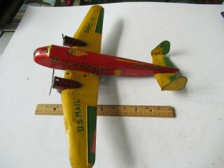 Vintage Marx Tin Toy Airplane Twa U.  S.  Mail