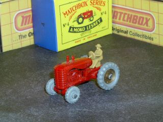 Matchbox Moko Lesney Massey Harris Tractor No Fender Mw 4 B1 Sc2 Vnm Crafted Box