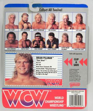 Galoob Toys WCW Brian Pillman Wrestling tiger stripe trunks MOC card 2
