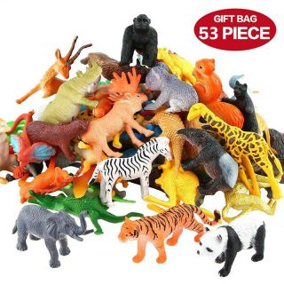 53pcs/set Mini Jungle Animals World Zoo Model Toys Kids Educational Action Toys