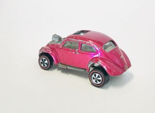 Creamy Pink Custom Volkswagen US White Interior Redline Hot Wheels VW Bug 7