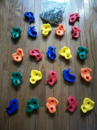 22 Assorted Deluxe Rock Climbing Holds For Kids - Outdoor Climbing Stones Kit