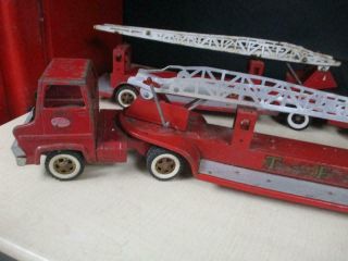 2 - 1960 ' S TONKA HOOK & LADDER TFD FIRE TRUCKS AND TRAILERS AERIAL VINTAGE 3