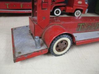 2 - 1960 ' S TONKA HOOK & LADDER TFD FIRE TRUCKS AND TRAILERS AERIAL VINTAGE 8