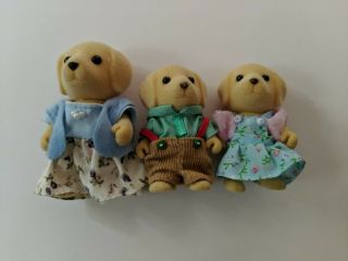 Calico Critters Set Of 3 Yellow Labrador Figures Pre - Owned