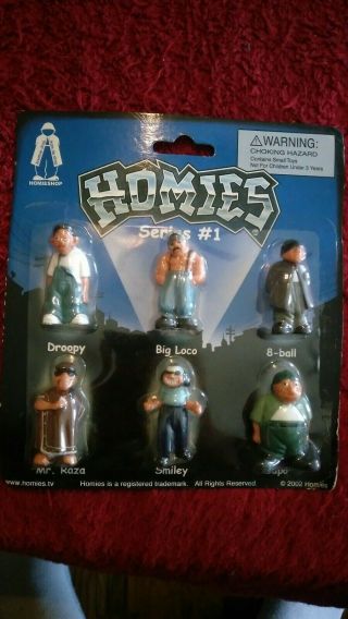 2002 Homies Complete Figure Series 1 In Package Carded Set Of 6 On Card