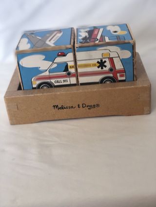Melissa & Doug Vehicles Sound Blocks Puzzle With Wooden Tray