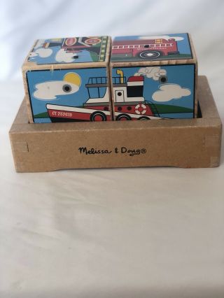Melissa & Doug Vehicles Sound Blocks Puzzle With Wooden Tray 2