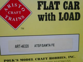 Aristo - Craft ART - 46320 ATSF/Santa Fe Flat Car with Load w/ Metal Wheels G Scale 8