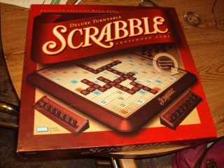 Scrabble Deluxe Board Game W/ Rotating Turntable Ages 8 Up 2 To 4 Players 2001