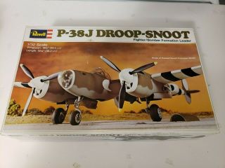 Revell P - 38j Lightning 1/32 Airplane Model Kit H - 262 Droop Snoot - 1975
