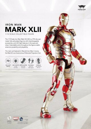 Comicave 1:12 Iron Man Mk42 Led Diecast Figure Model Sdcc2016 W/ Sofa Set