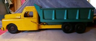 Vintage Structo Hydraulic Dump Truck Paint Yellow And Green