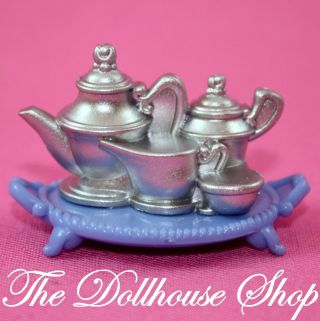 Fisher Price Loving Family Dollhouse Kitchen Tea Coffee Pot Set Blue Food Tray