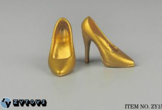 1/6 Scale High Heel Pumps Shoes GOLD For 12 