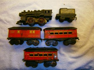 VERY OLD AMERICAN FLYER STEAM PASSENGER SET W/ OLD TRACK & SET BOX 2