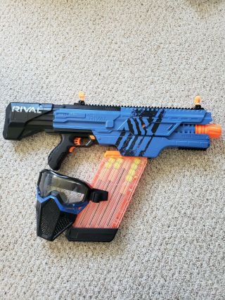 Nerf Rival Khaos Mxvi - 4000 Blaster Blue Motorized Rapid Fire With Face Shield
