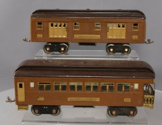 Lionel Standard Gauge Tinplate Two - Tone Brown Passenger Cars: 310 & 312