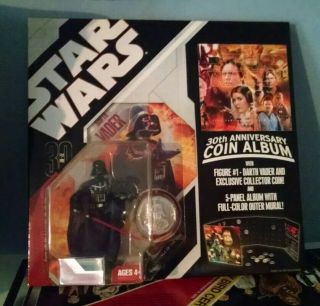 Star Wars 30th Anniversary Coin Album Darth Vader 1 Action Figure 3.  75 " W/coin