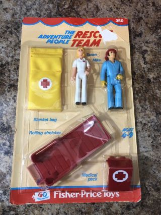 Vintage 1976 Usa Fisher - Price The Adventure People Rescue Team Playset