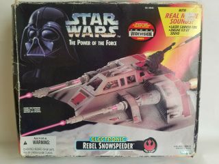 Star Wars The Power Of The Force 1995 Kenner Electronic Rebel Snowspeeder Cib