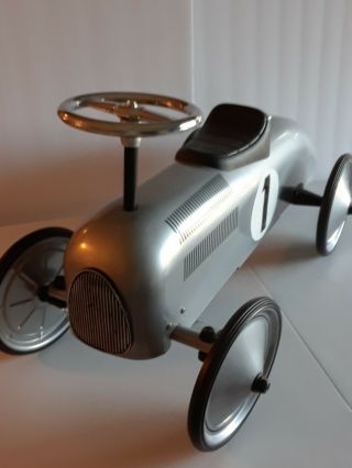 Rare Schylling Crowley Maseratti Tin/metal Pedal - Push Car Kids Ride 2.  5ft Silver