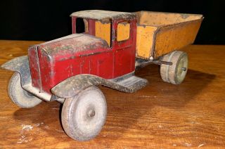 Antique 1930 Era Structo Wyandotte Kingsbury Usa Pressed Steel Dump Truck Toy