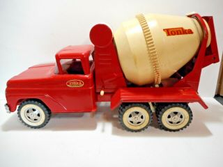 Early Tonka Pressed Steel Red Cement Mixer Truck Toy 0620 1962